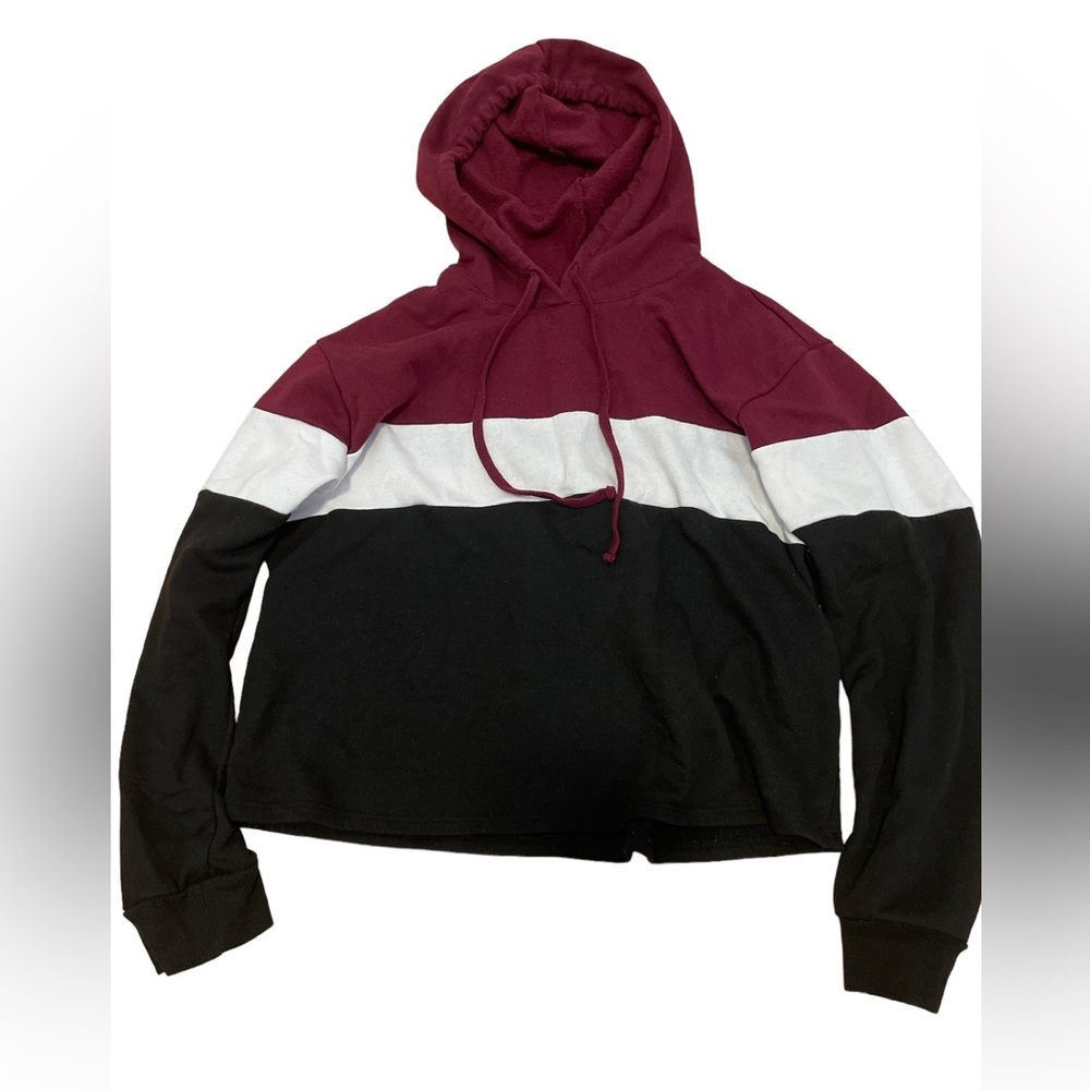 Urban Planet black purple and white striped hoodie. Size M